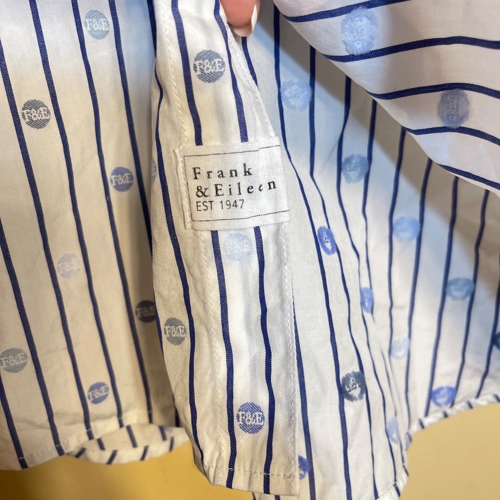 Frank & Eileen Blue and White Logo Striped Shirt - Picture 4 of 16